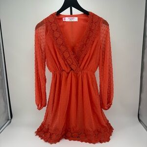 Southern Fried Chics‎ Women's Burnt Orange Lace Dress Fall Vibes